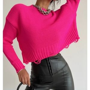 SIGNATURE8 Knitted Oversized‎ Cropped Sweater.